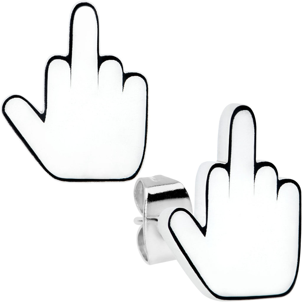 BodyCandy White Glow in the Dark Middle Finger Stud Earrings Set — main product shot