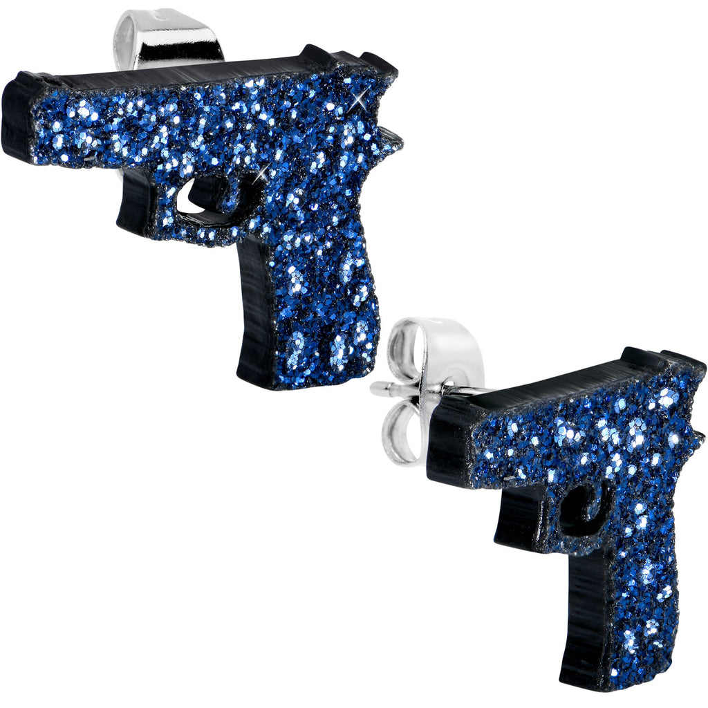 BodyCandy Blue Glitter Gun Stud Earrings Set — main product shot