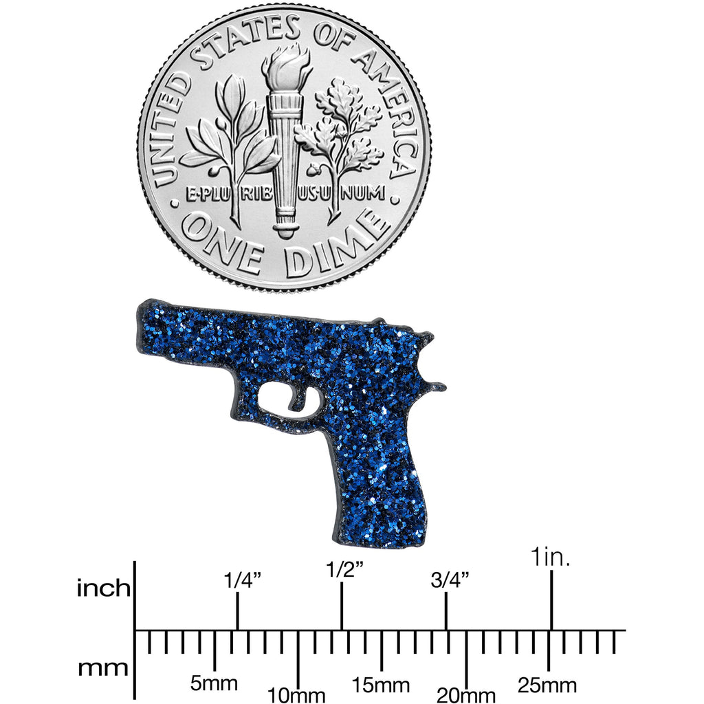 BodyCandy Blue Glitter Gun Stud Earrings Set — back view