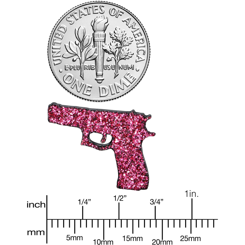 BodyCandy Pink Glitter Gun Stud Earrings Set — back view