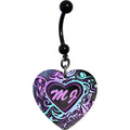 BodyCandy Custom Pink Blue Tribal Heart Personalized Initials Dangle Belly Ring — main product shot
