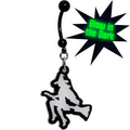 BodyCandy Glow in the Dark Halloween Flying Witch on Broom Dangle Belly Ring — main product shot