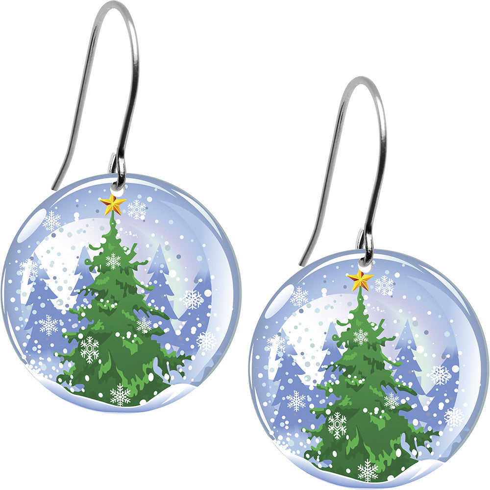 BodyCandy Winter Holiday Snow Globe Christmas Tree Earrings — main product shot