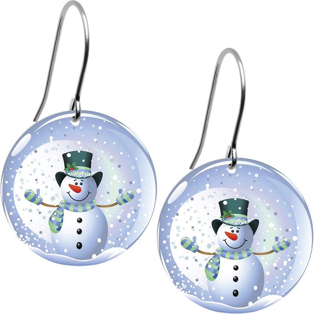 BodyCandy Winter Holiday Christmas Snow Globe Snowman Earrings — main product shot