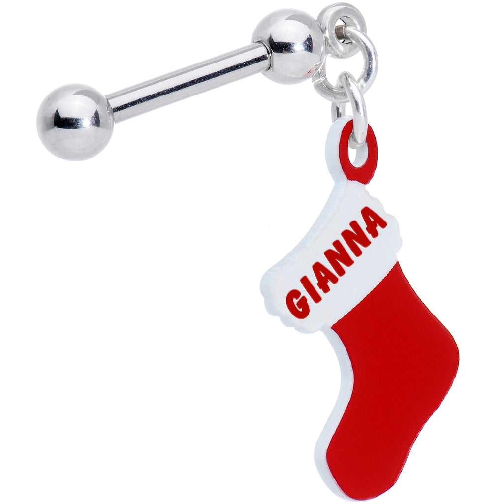 BodyCandy Custom Personalized Holiday Christmas Stocking Dangle Cartilage Earring — detail close-up