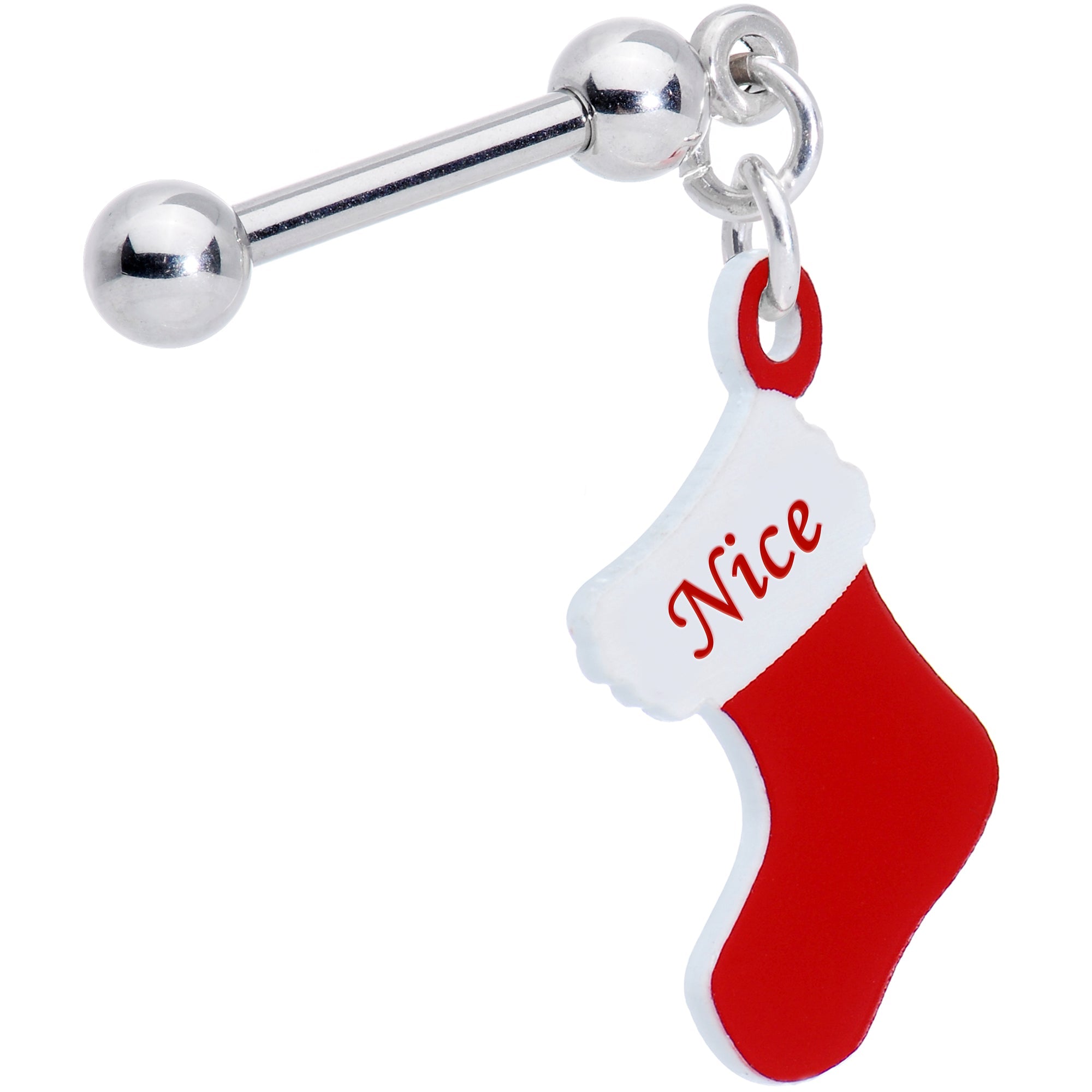 BodyCandy Handmade 3/8 Nice Christmas Stocking Dangle Cartilage Earring — detail close-up