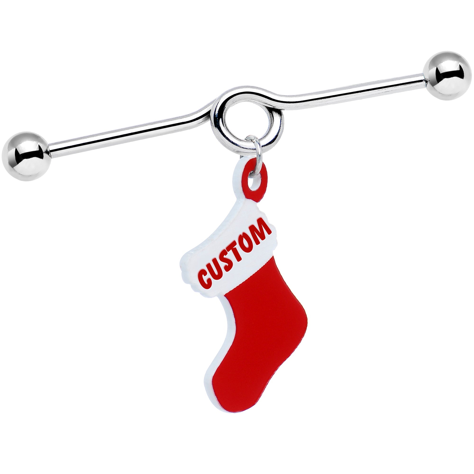 BodyCandy Custom Handcrafted Personalized Holiday Christmas Stocking Industrial Barbell — main product shot