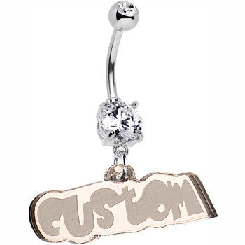 BodyCandy Custom Lucite Fun Personalized Belly Ring Created with Crystals — side view