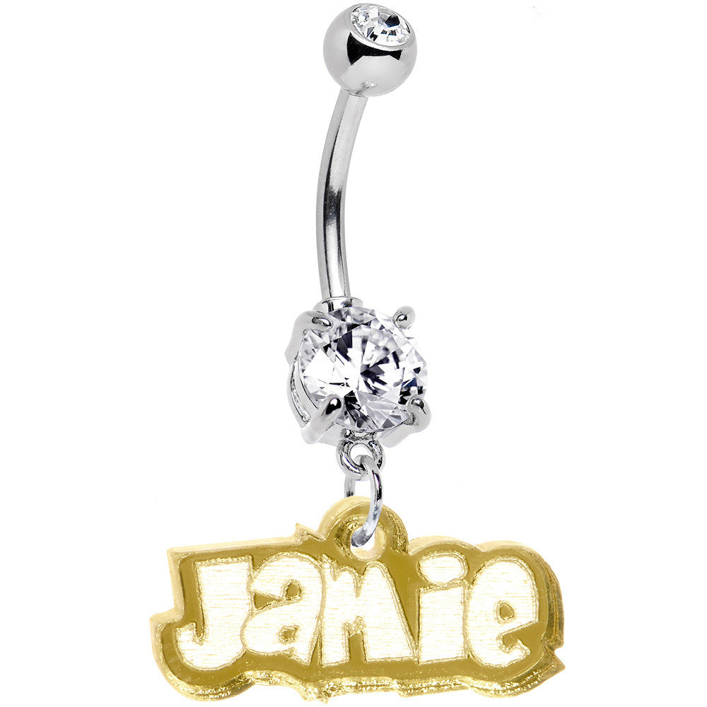 BodyCandy Custom Lucite Fun Personalized Belly Ring Created with Crystals — back view