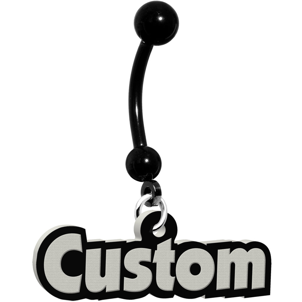 BodyCandy Custom Black Glow in the Dark Personalized Name Dangle Belly Ring — lifestyle context