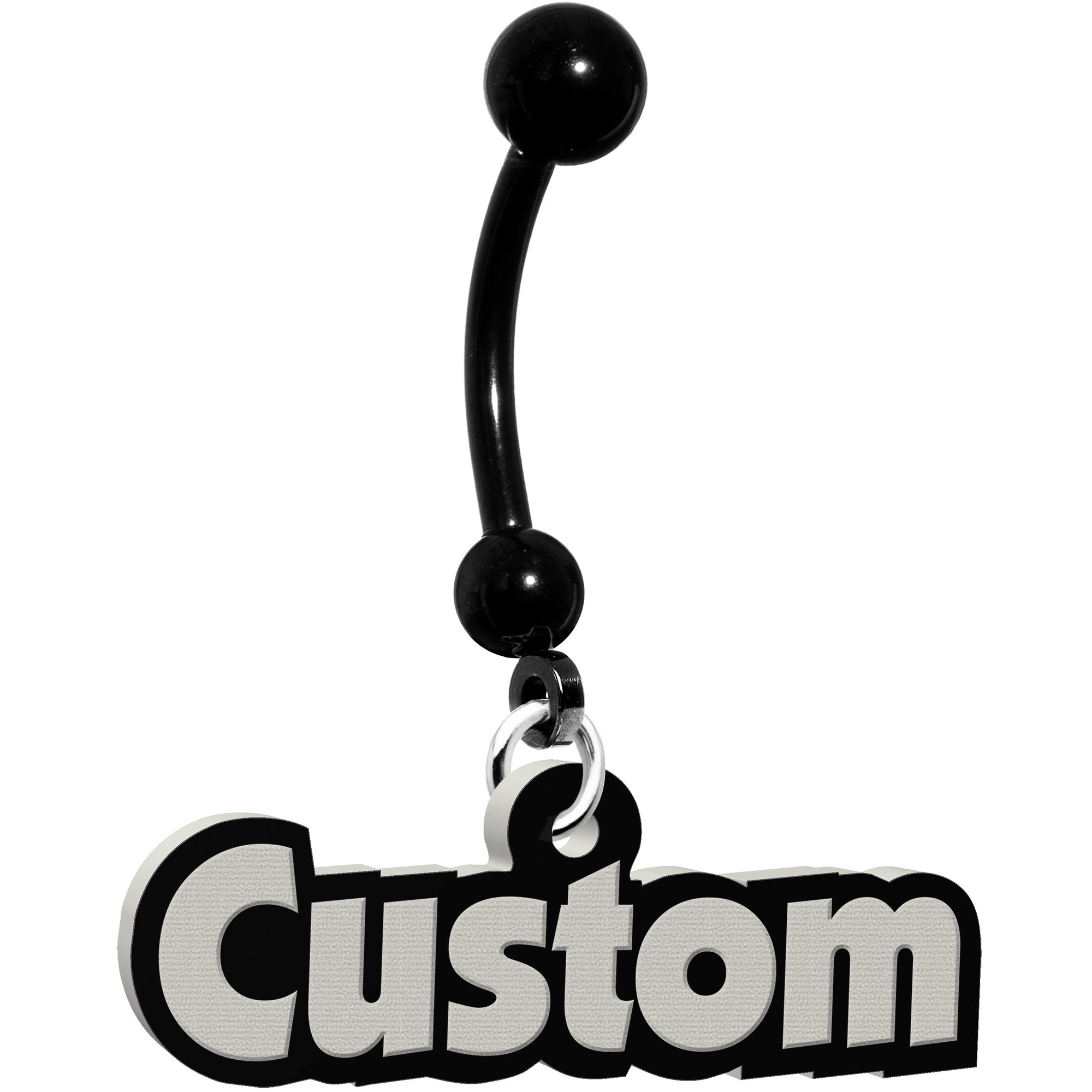 BodyCandy Custom Black Glow in the Dark Personalized Name Dangle Belly Ring — lifestyle context