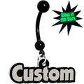 BodyCandy Custom Black Glow in the Dark Personalized Name Dangle Belly Ring — main product shot