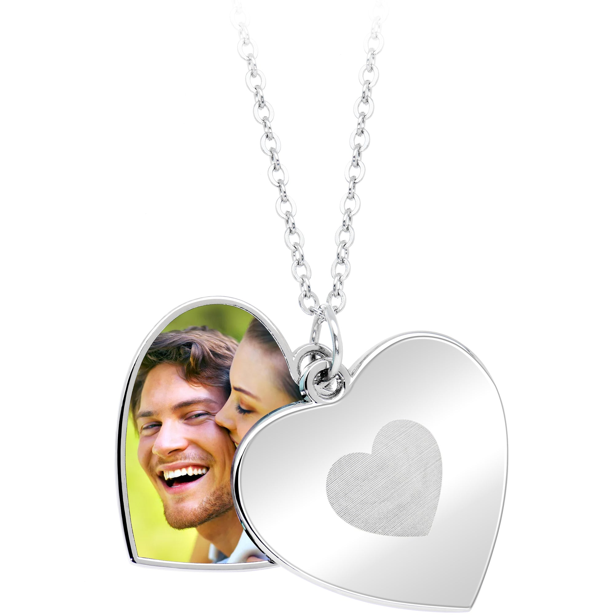 BodyCandy Custom Photo Sliding Locket Heart Pendant Necklace — detail close-up