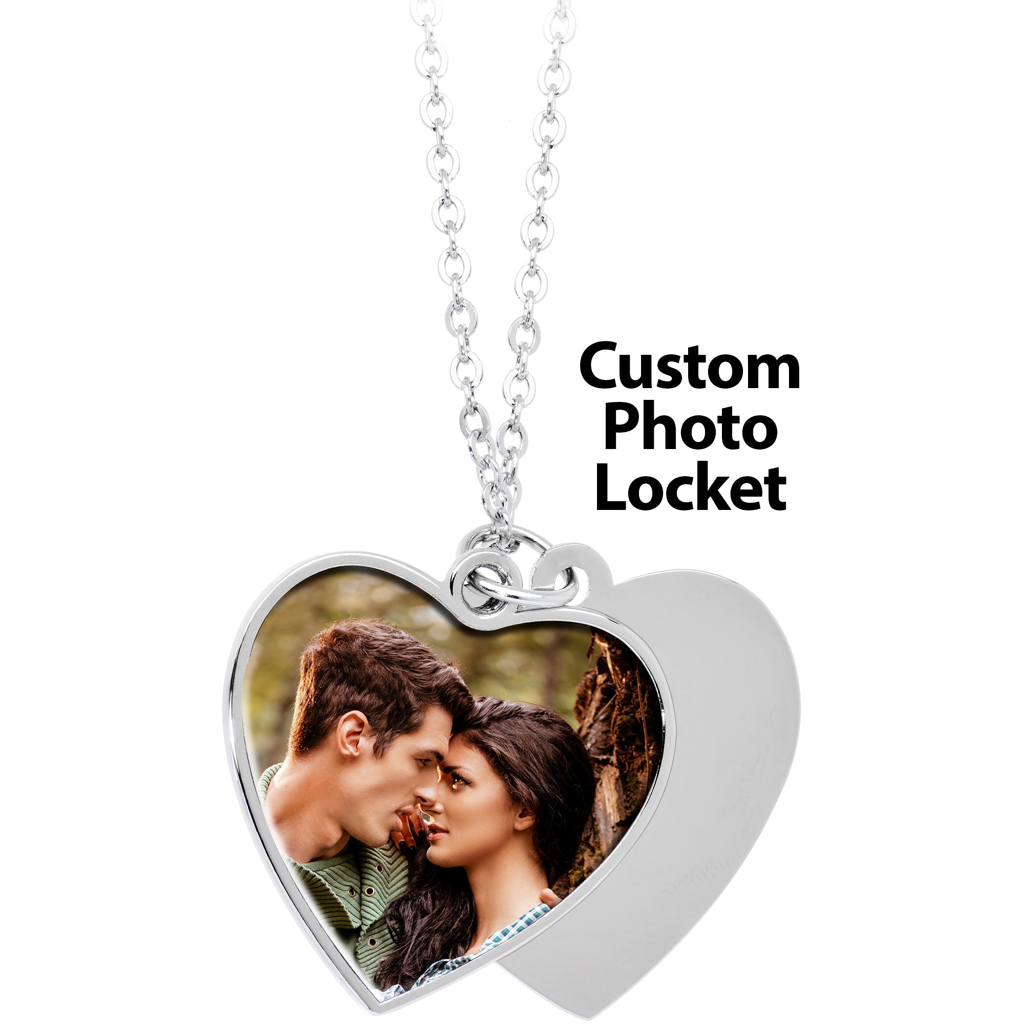 BodyCandy Custom Photo Sliding Locket Heart Pendant Necklace — side view