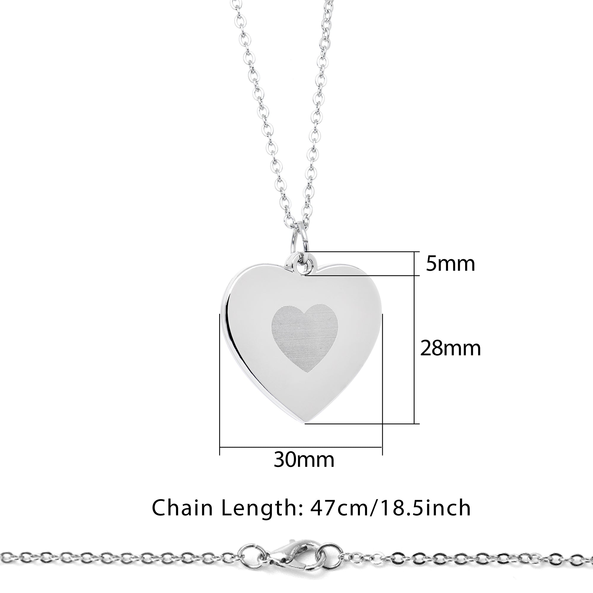 BodyCandy Custom Photo Sliding Locket Heart Pendant Necklace — size reference