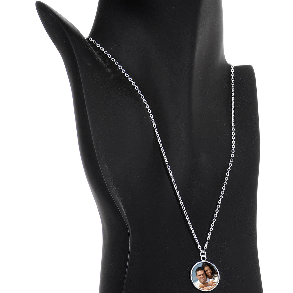 BodyCandy Custom Full Color Photo Pendant Necklace — in-use photo