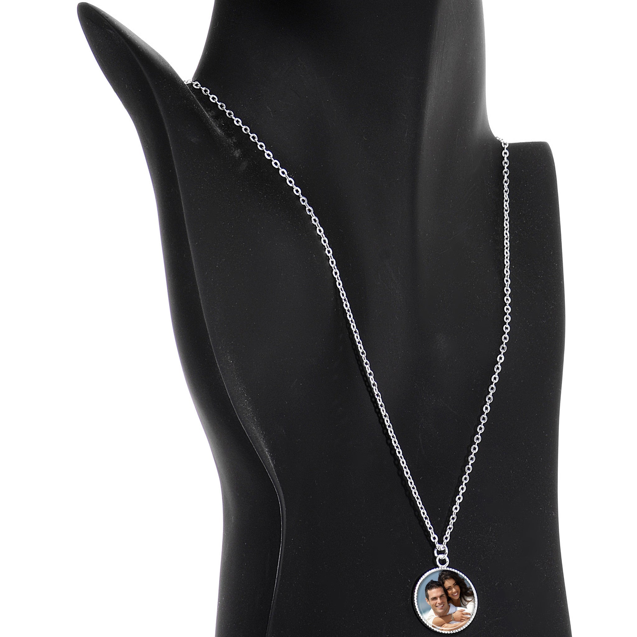 BodyCandy Custom Full Color Photo Pendant Necklace — in-use photo
