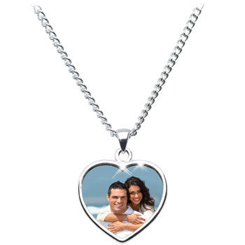 BodyCandy Handcrafted Full Color Custom Photo Heart Necklace — lifestyle context