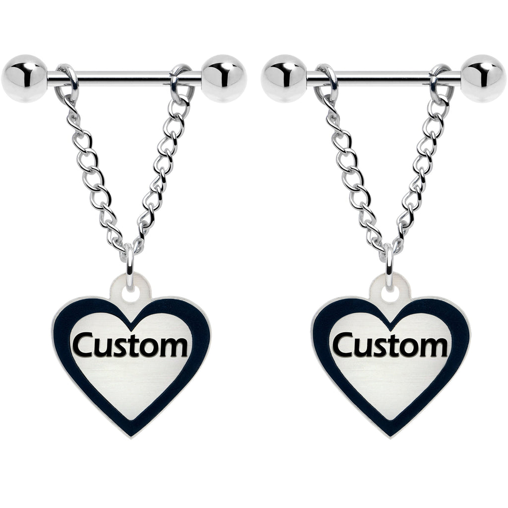 BodyCandy Custom Heart Glow in the Dark Chain Personalized Name Dangle Nipple Ring Set — lifestyle context