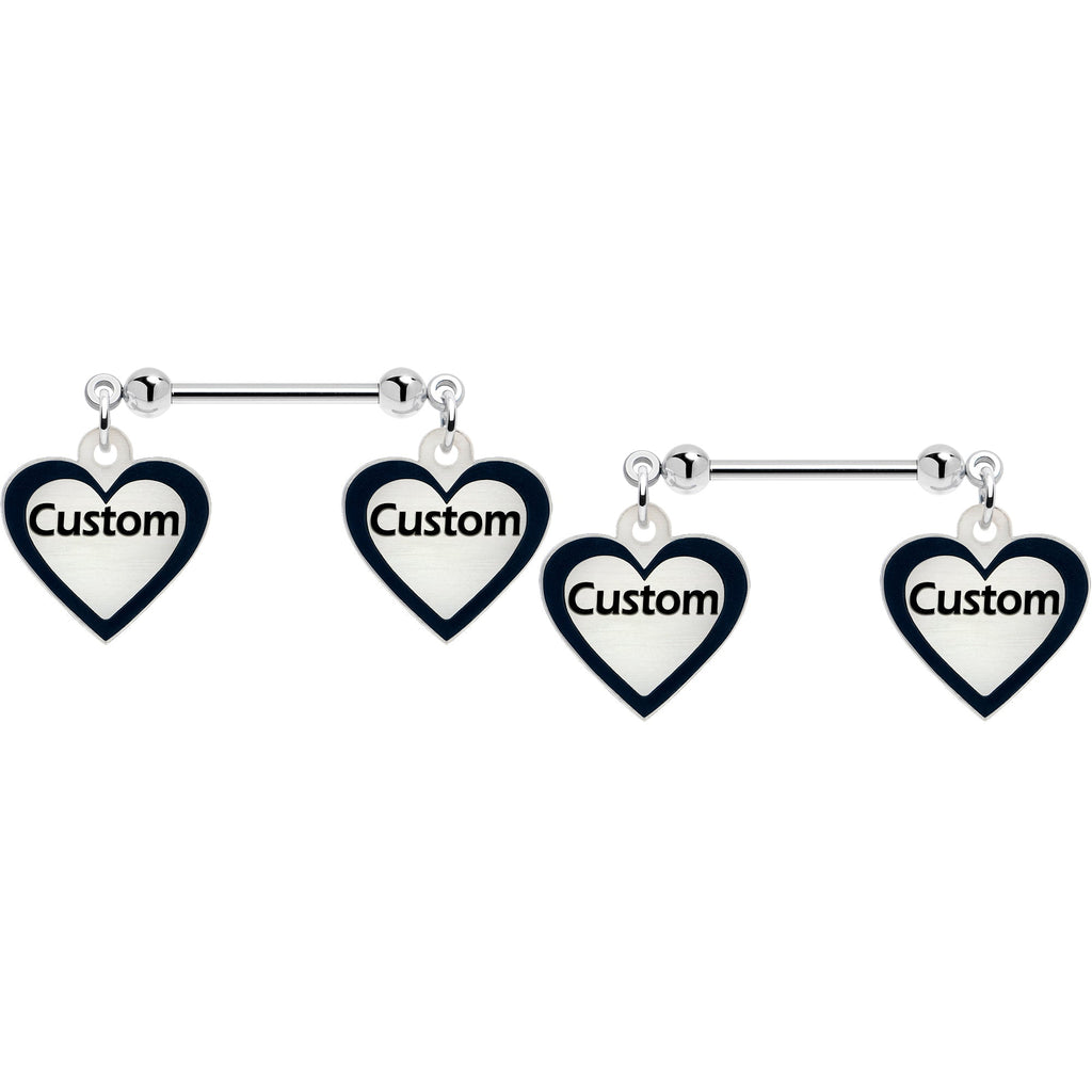 BodyCandy Custom Heart Glow in the Dark Double Personalized Name Dangle Nipple Ring Set — lifestyle context