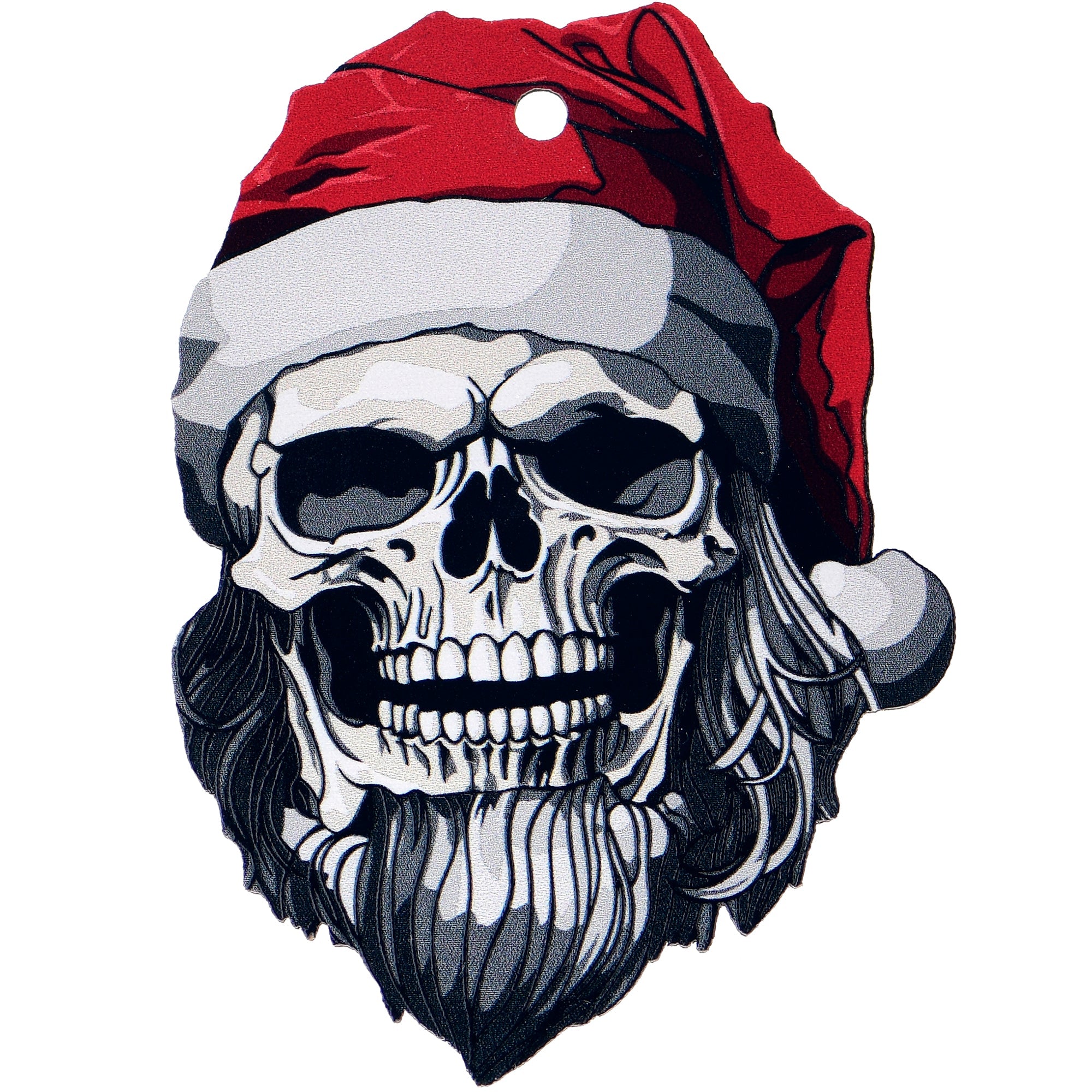 BodyCandy Wood Holiday Skeleton Claus Christmas Ornament — detail close-up