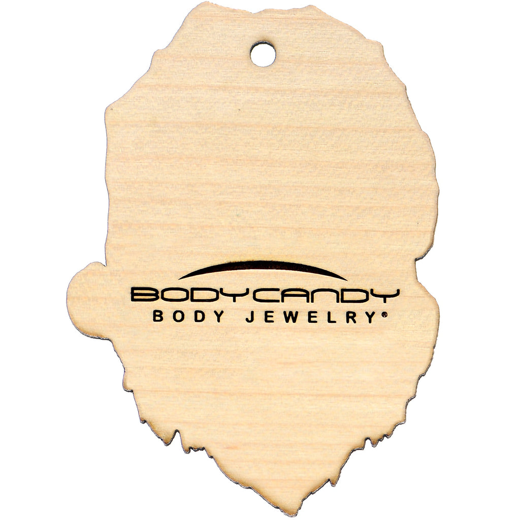 BodyCandy Wood Holiday Skeleton Claus Christmas Ornament — side view