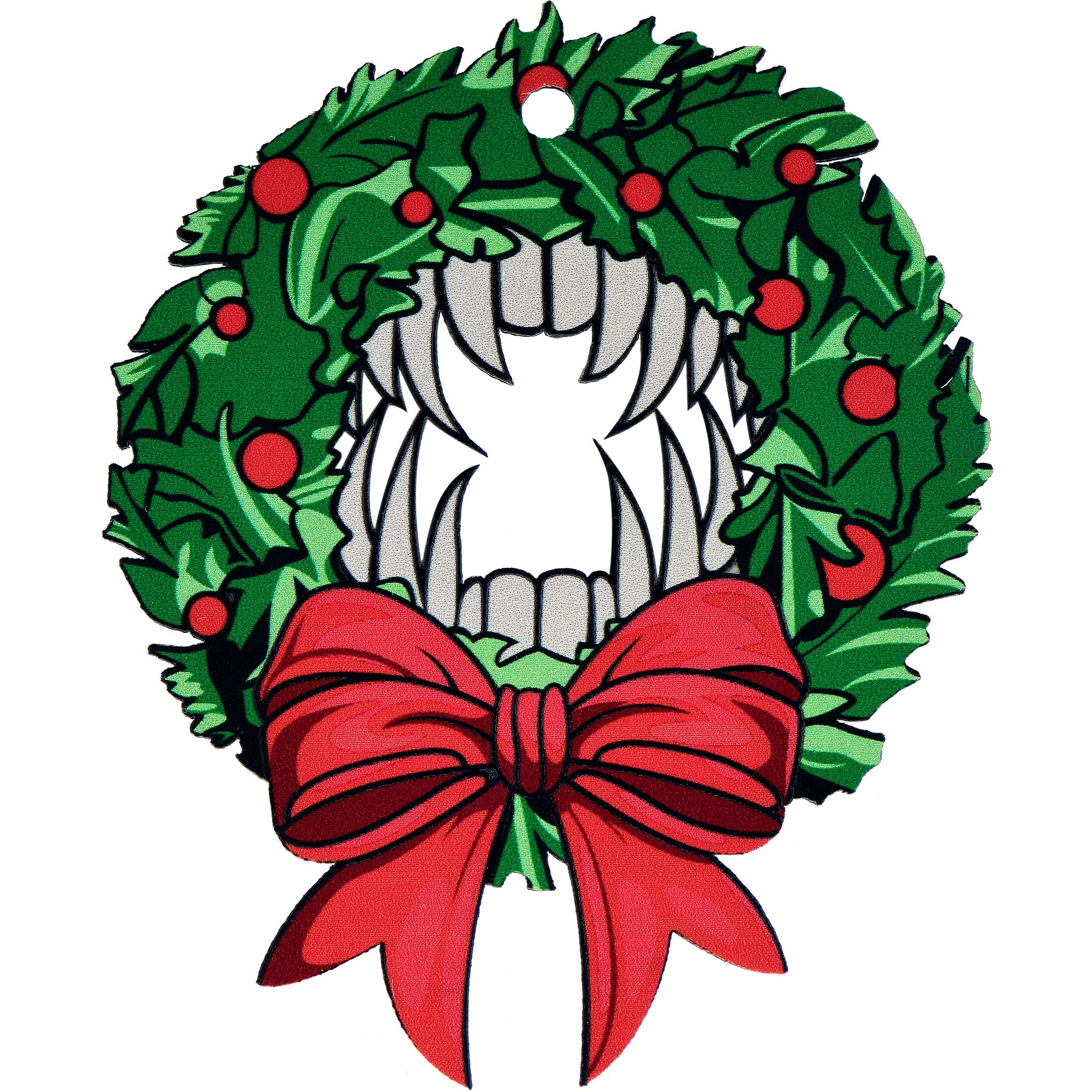 BodyCandy Wood Holiday Vampire Wreath Christmas Ornament — side view