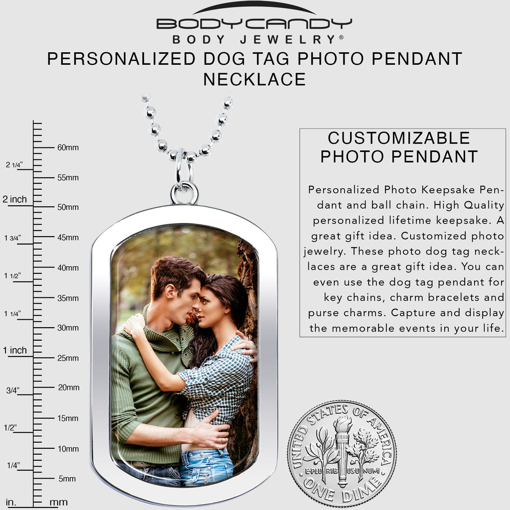 BodyCandy Personalized Dog Tag Photo Pendant Necklace — side view