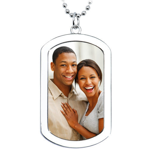 BodyCandy Personalized Dog Tag Photo Pendant Necklace — back view
