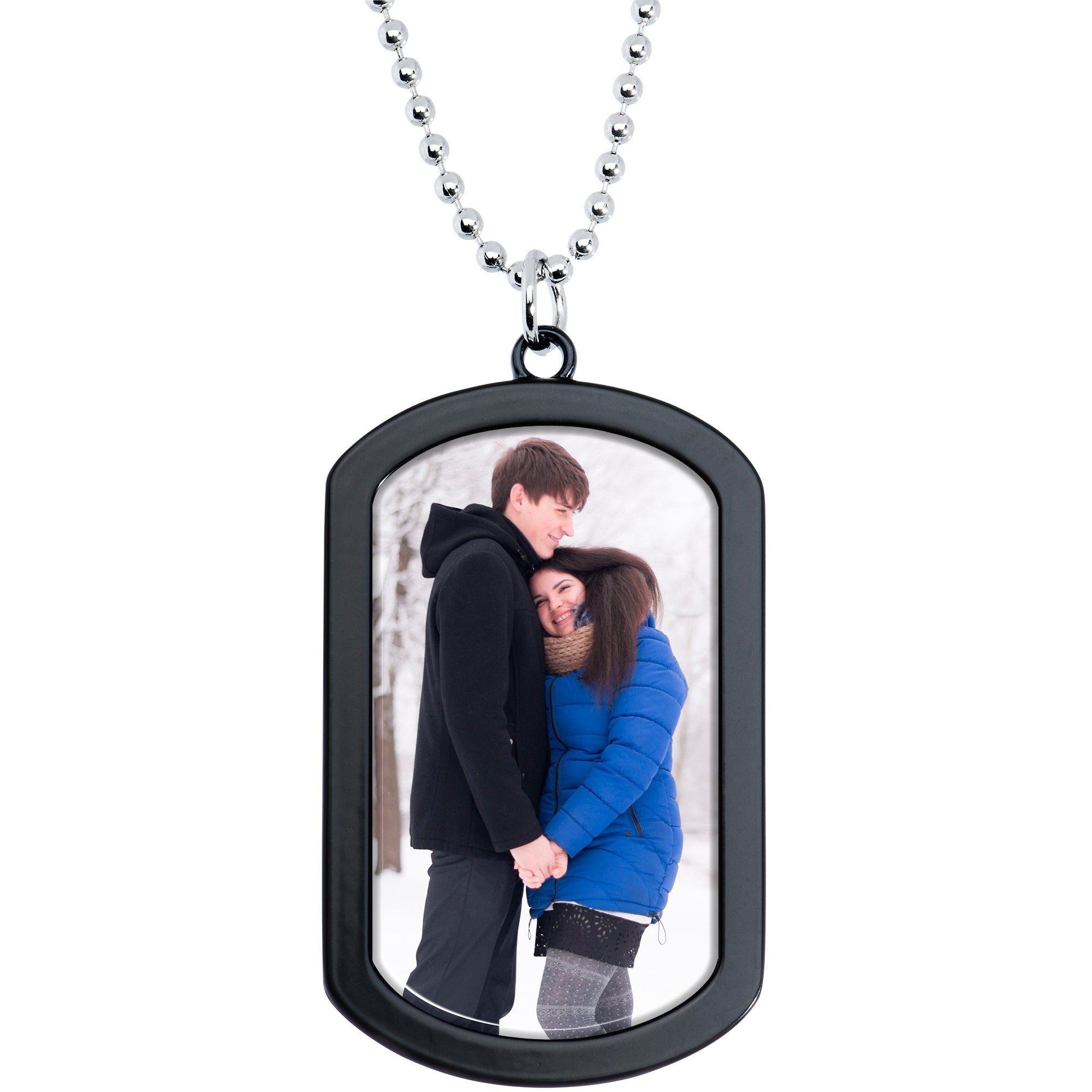 BodyCandy Personalized Black Dog Tag Photo Pendant Necklace — main product shot