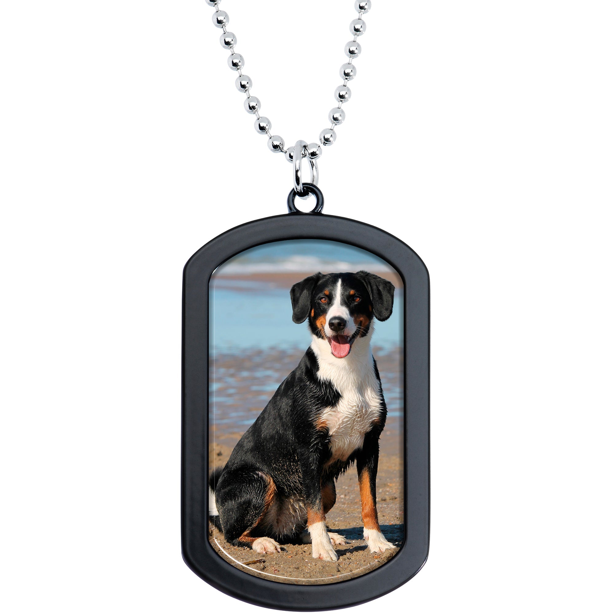 BodyCandy Personalized Black Dog Tag Photo Pendant Necklace — lifestyle context