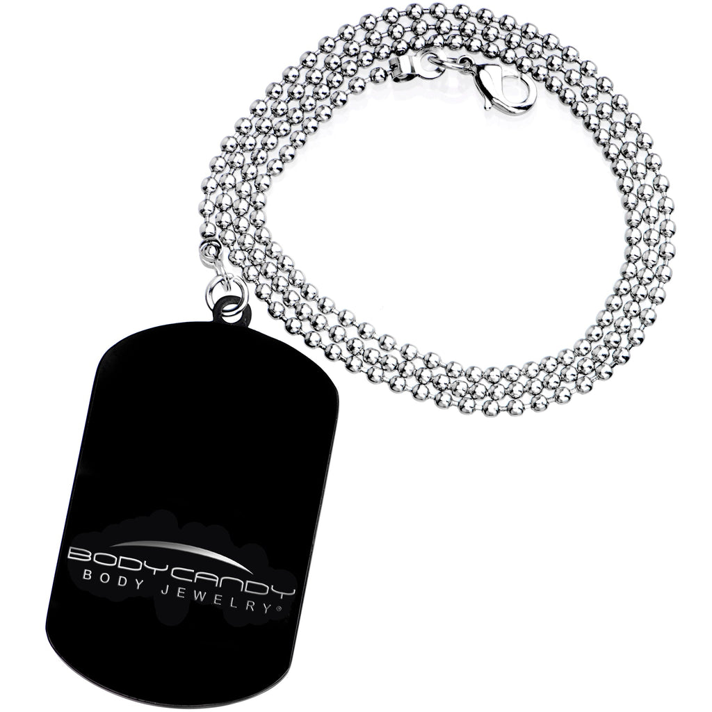 BodyCandy Personalized Black Dog Tag Photo Pendant Necklace — alternative angle