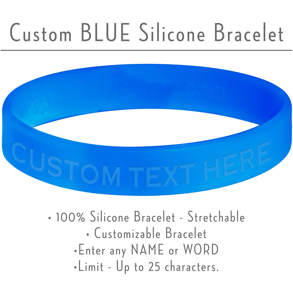 BodyCandy Custom No. 1 BLUE Silicone Bracelet — detail close-up