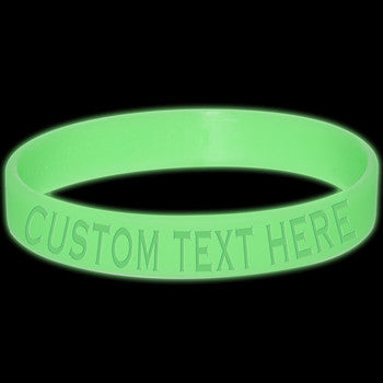 BodyCandy Custom No. 1 BLUE Glow in the Dark Silicone Bracelet — detail close-up