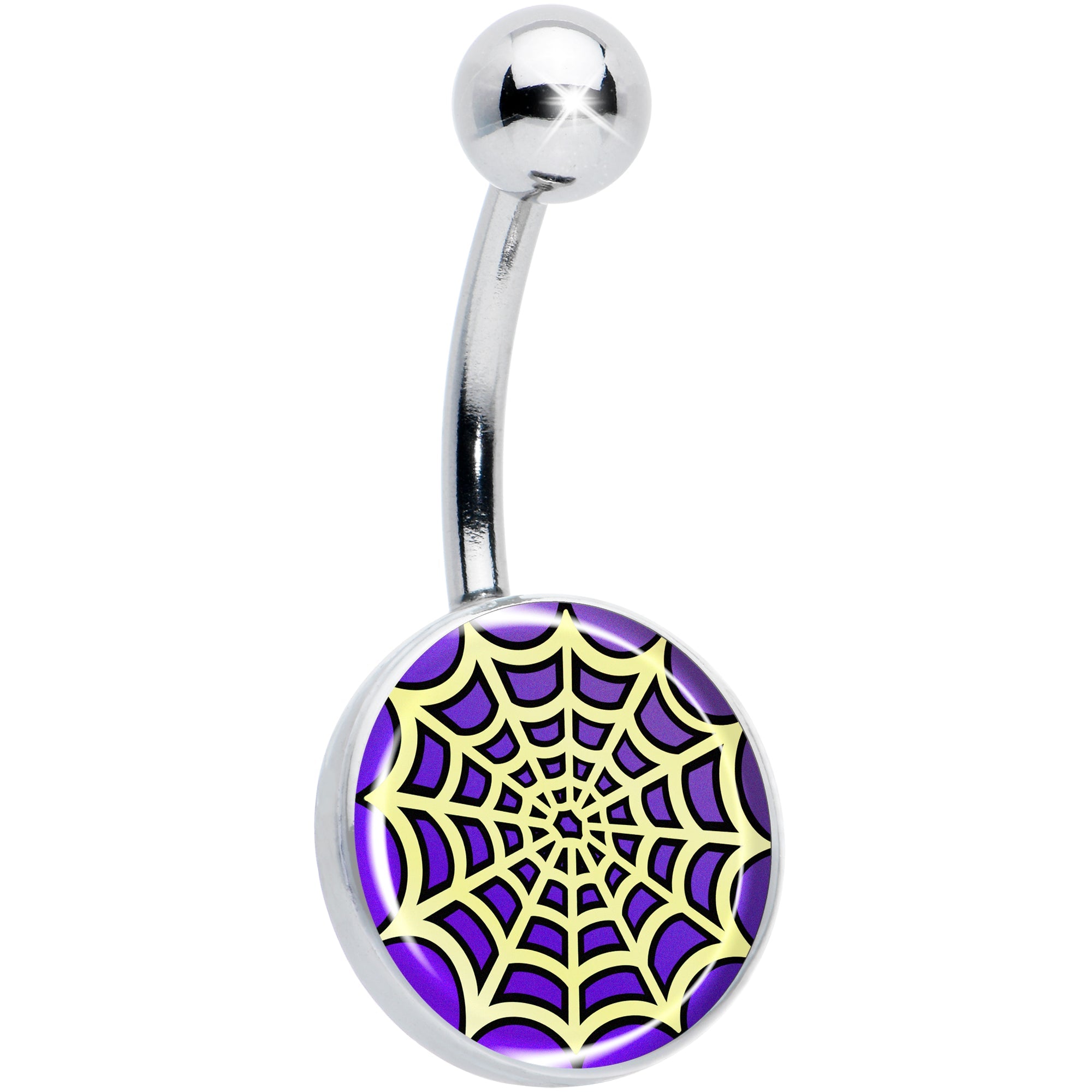 BodyCandy Two Tone Spider Web Belly Ring by Onyx O — main product shot