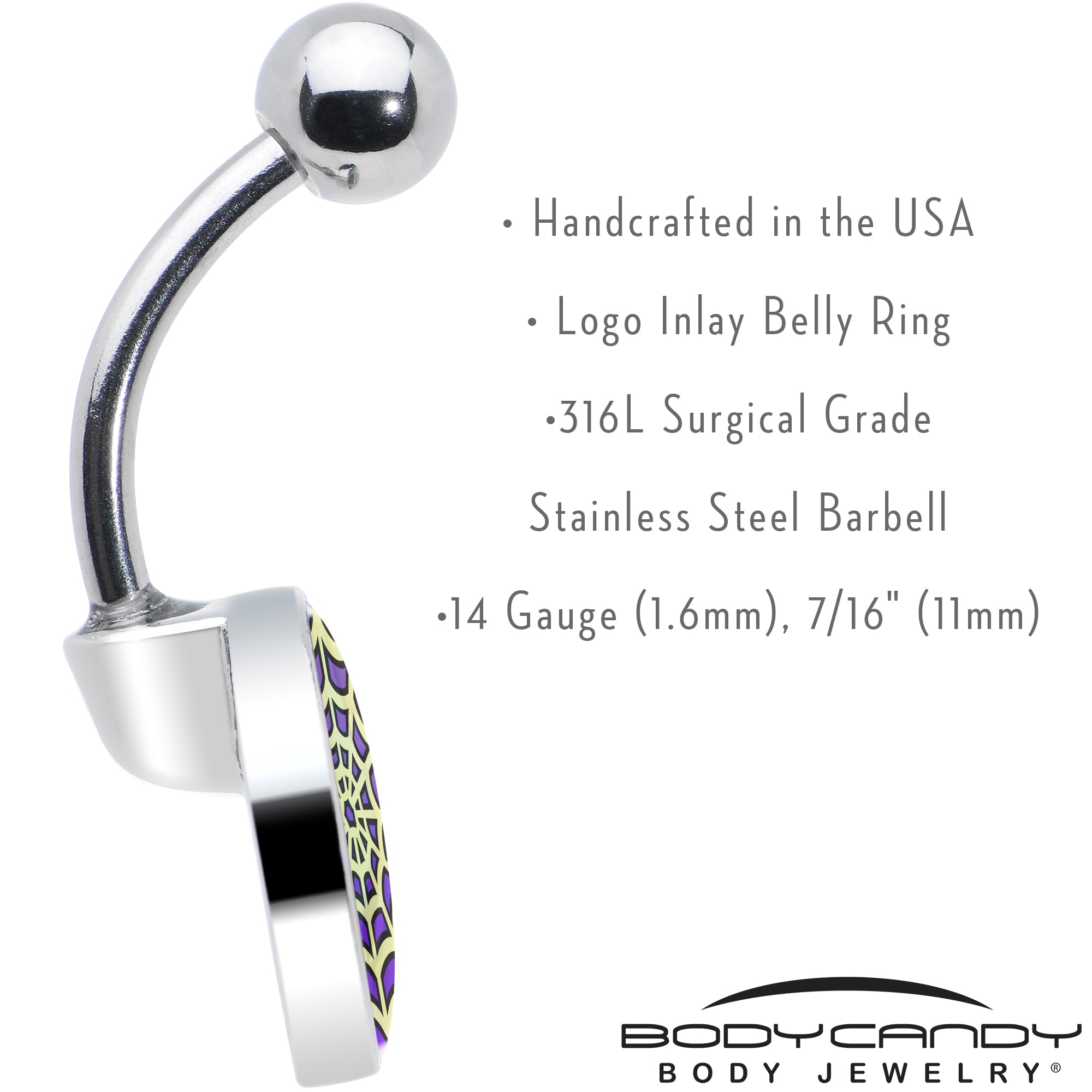 BodyCandy Two Tone Spider Web Belly Ring by Onyx O — in-use photo