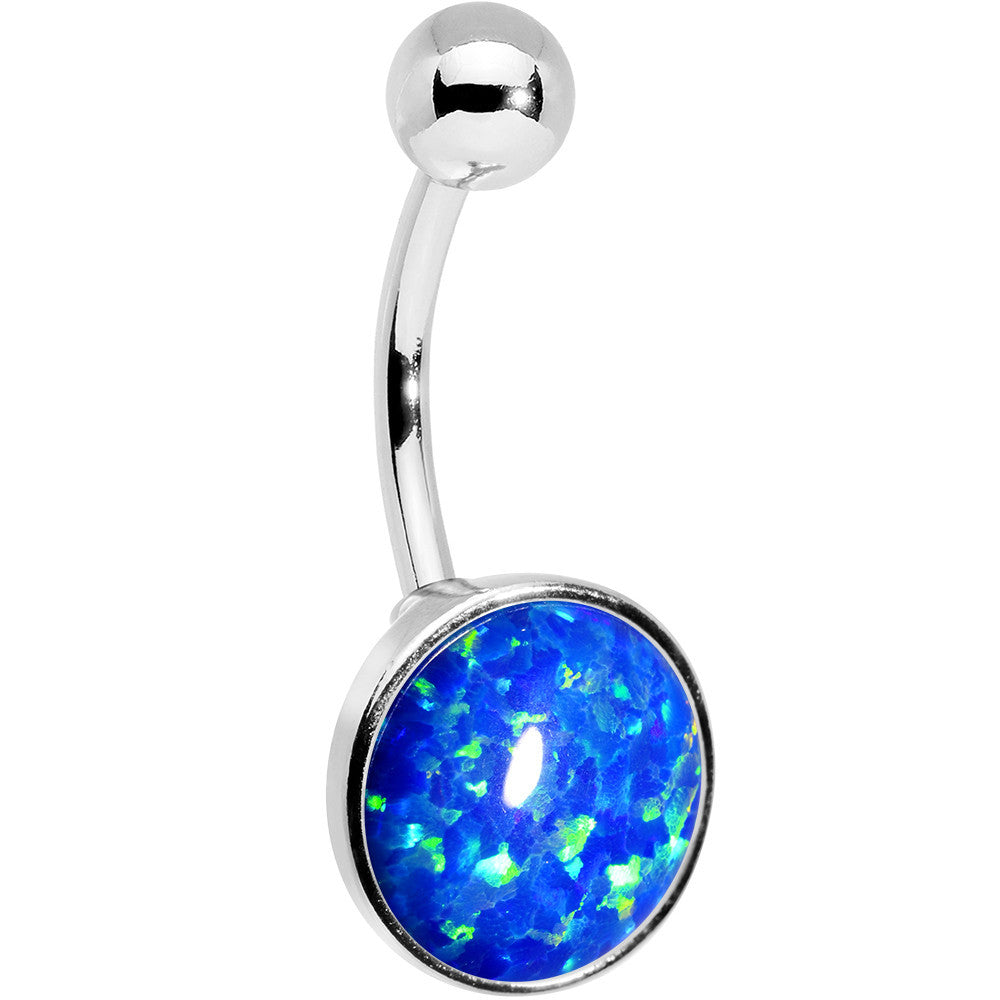 BodyCandy All About Blue Aqua Synthetic Opal Stainless Steel Bottom Mount Belly Ring — main product shot
