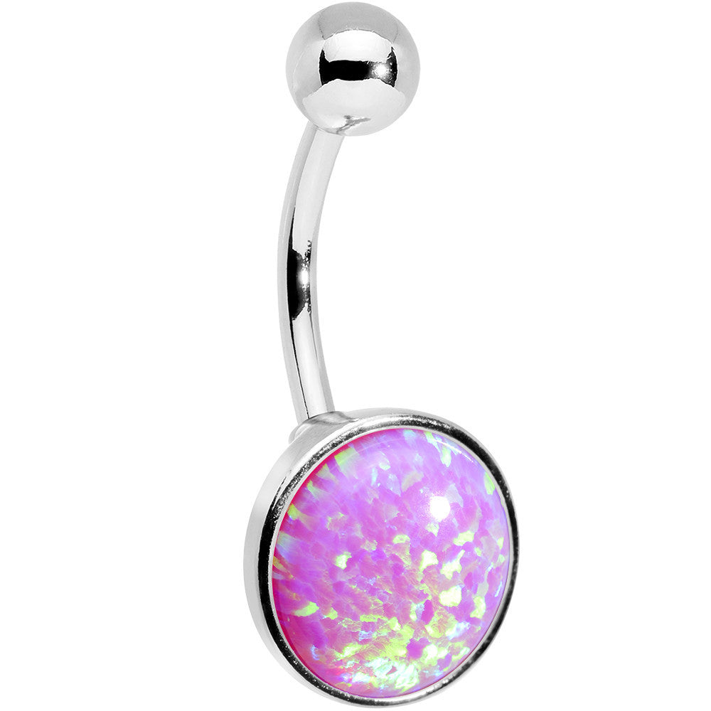 BodyCandy Party Pink Synthetic Opal Stainless Steel Bottom Mount Belly Ring — main product shot
