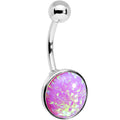 BodyCandy Party Pink Synthetic Opal Stainless Steel Bottom Mount Belly Ring — main product shot