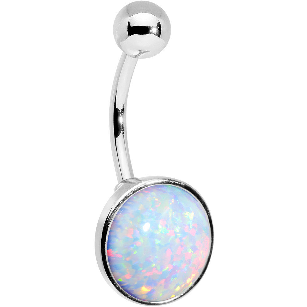BodyCandy Wear Me White Synthetic Opal Stainless Steel Bottom Mount Belly Ring — main product shot