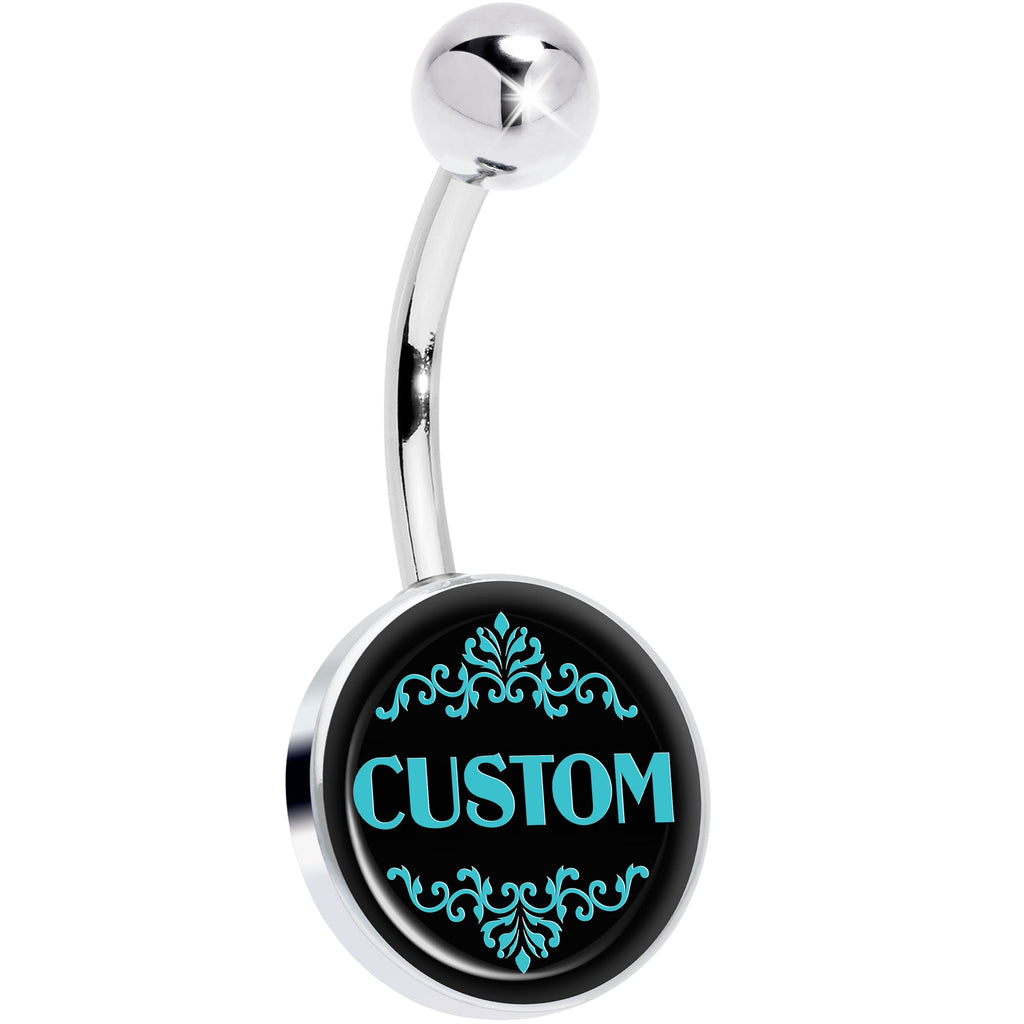 BodyCandy Custom Teal Personalized Name Belly Ring — main product shot
