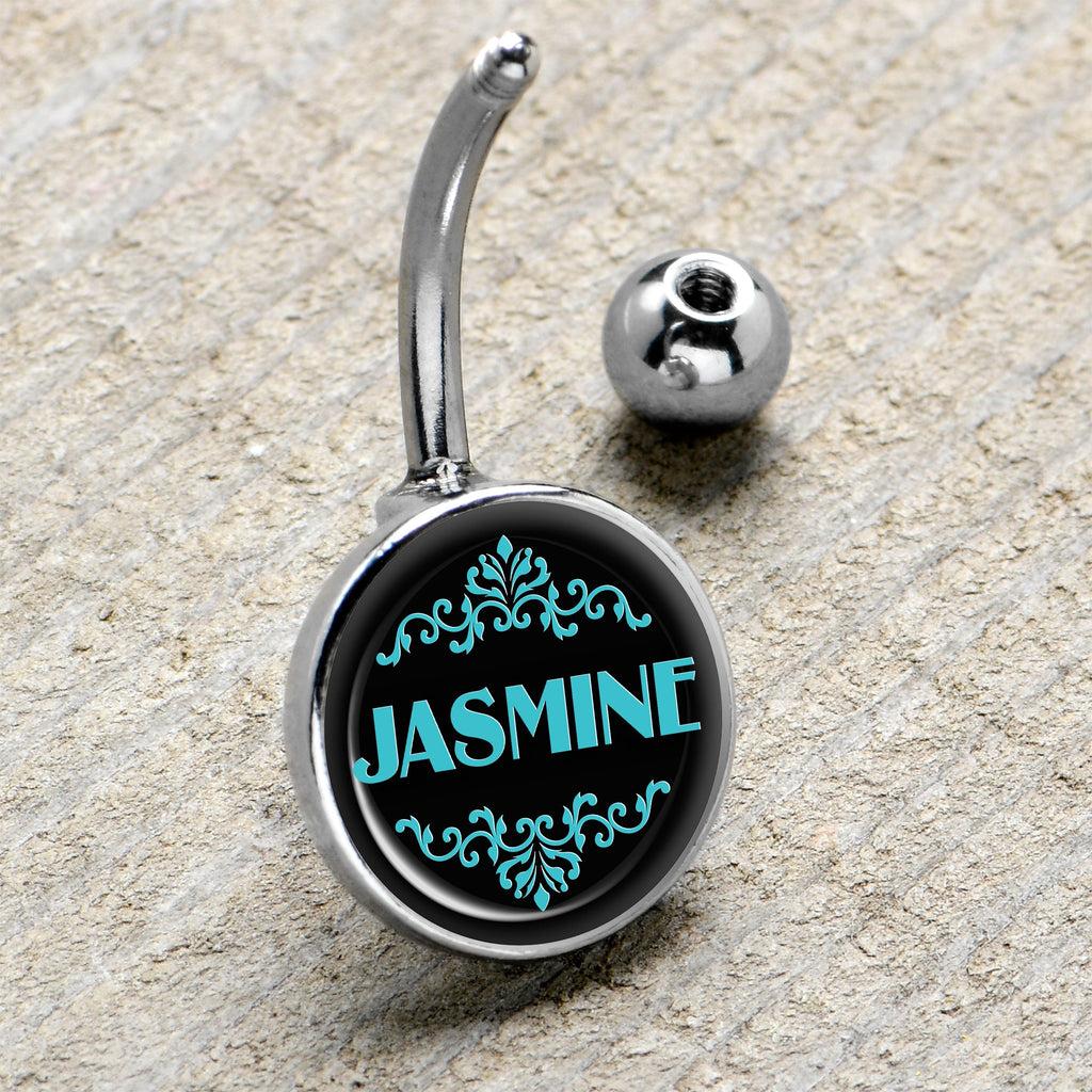 BodyCandy Custom Teal Personalized Name Belly Ring — detail shot 8