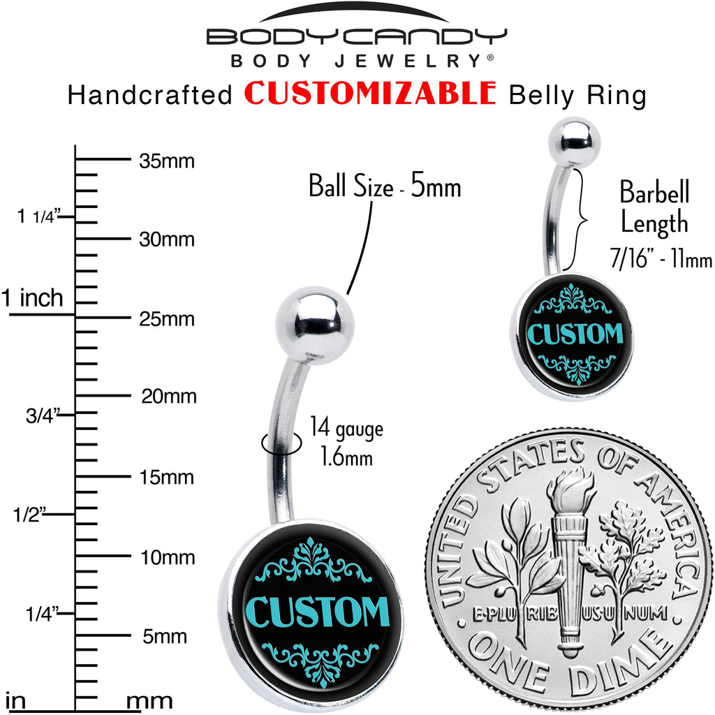 BodyCandy Custom Teal Personalized Name Belly Ring — lifestyle worn / used context