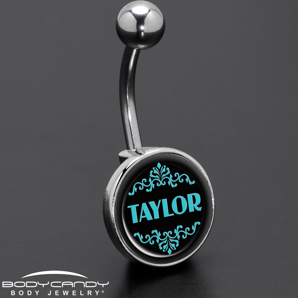 BodyCandy Custom Teal Personalized Name Belly Ring — detail shot 7