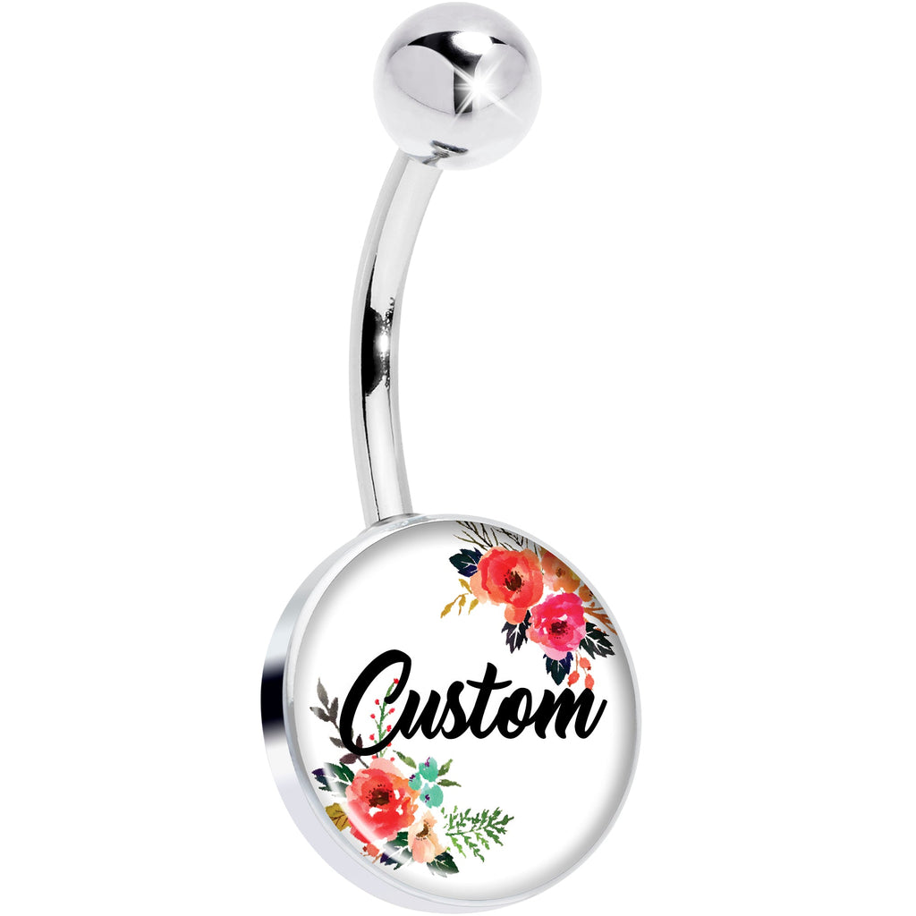 BodyCandy Custom Floral Personalized Name Belly Ring — main product shot