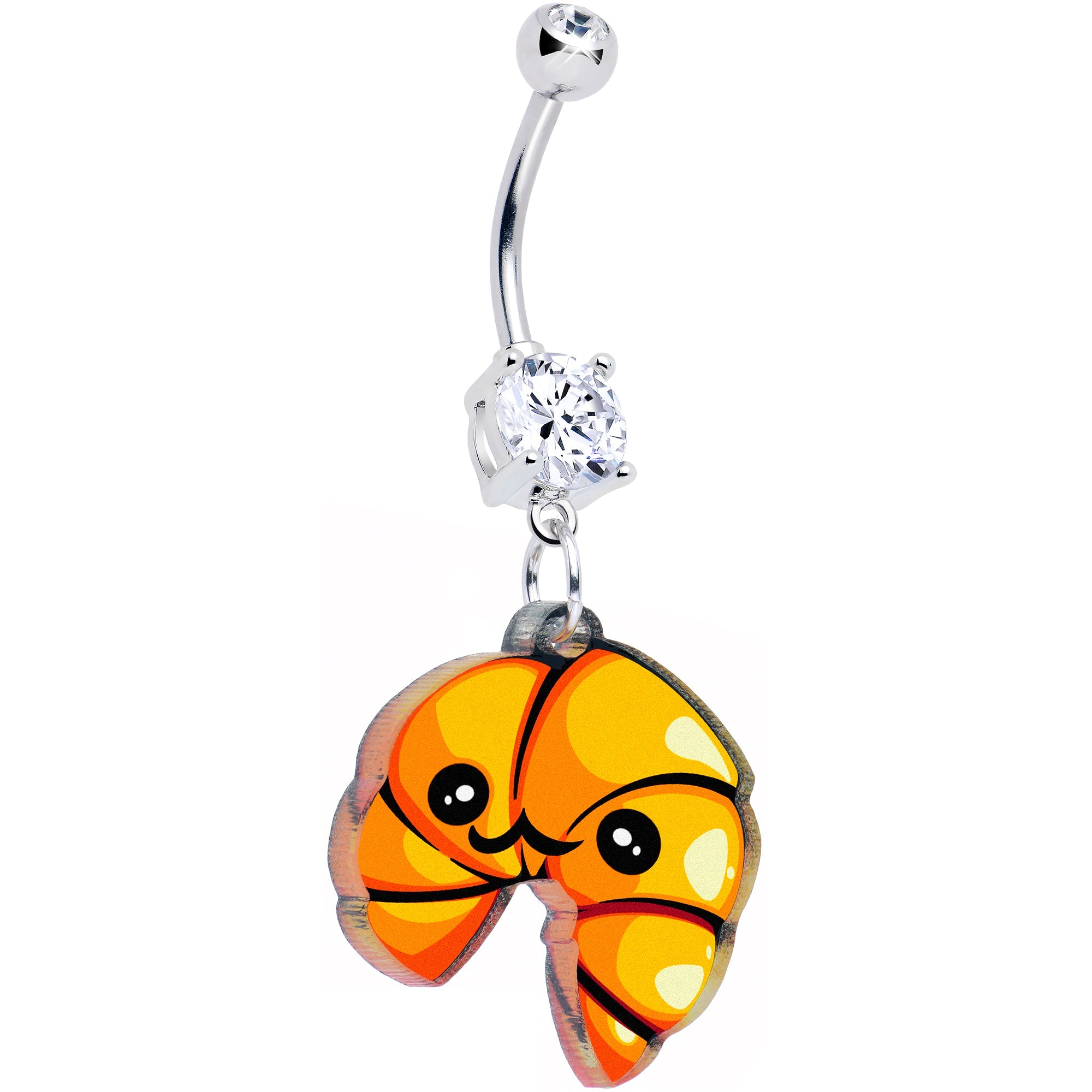 BodyCandy Acrylicious Quaso Croissant Dangle Belly Ring by Onyx O — main product shot
