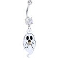 BodyCandy Acrylicious Sassy Spirit Middle Finger Ghost Dangle Belly Ring by Onyx O — main product shot
