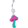 BodyCandy Double Gem Funky Floral Mushroom Dangle Belly Ring by Onyx O — main product shot
