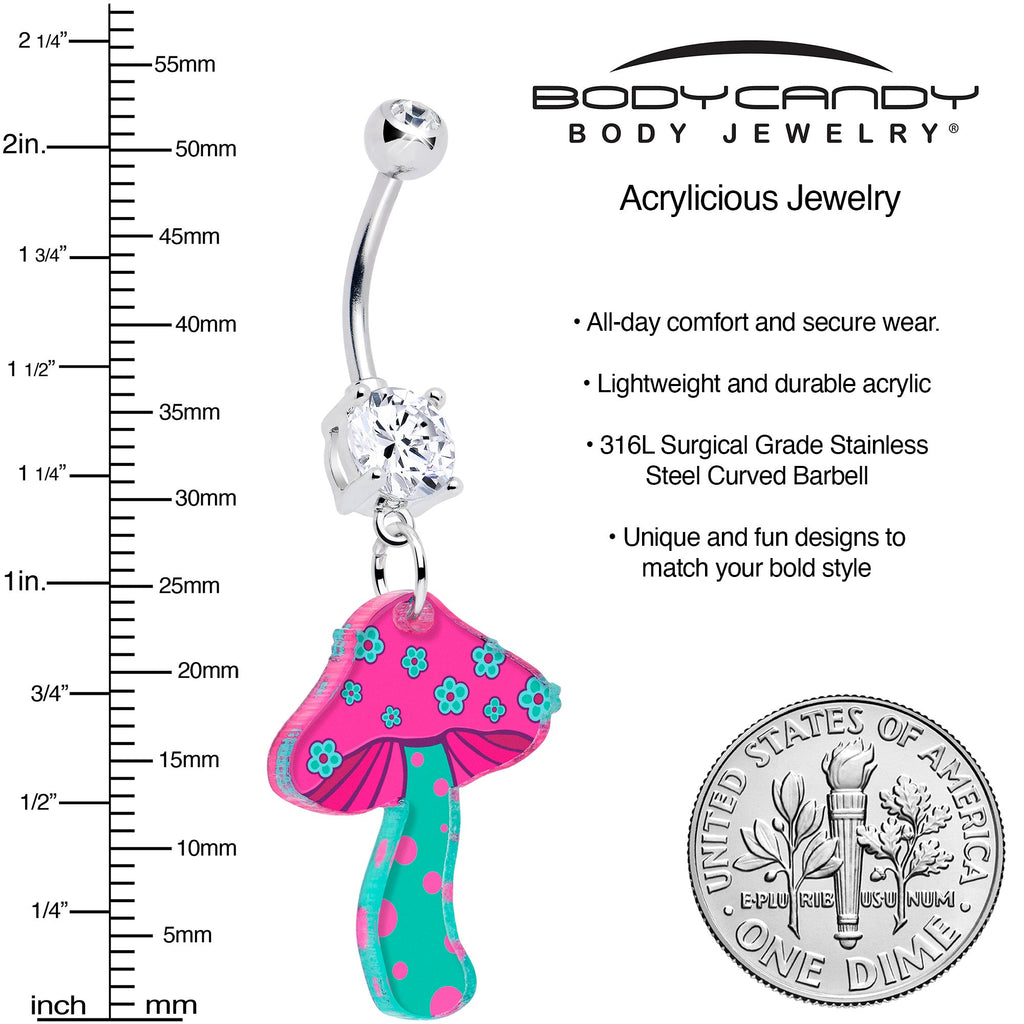 BodyCandy Double Gem Funky Floral Mushroom Dangle Belly Ring by Onyx O — lifestyle context
