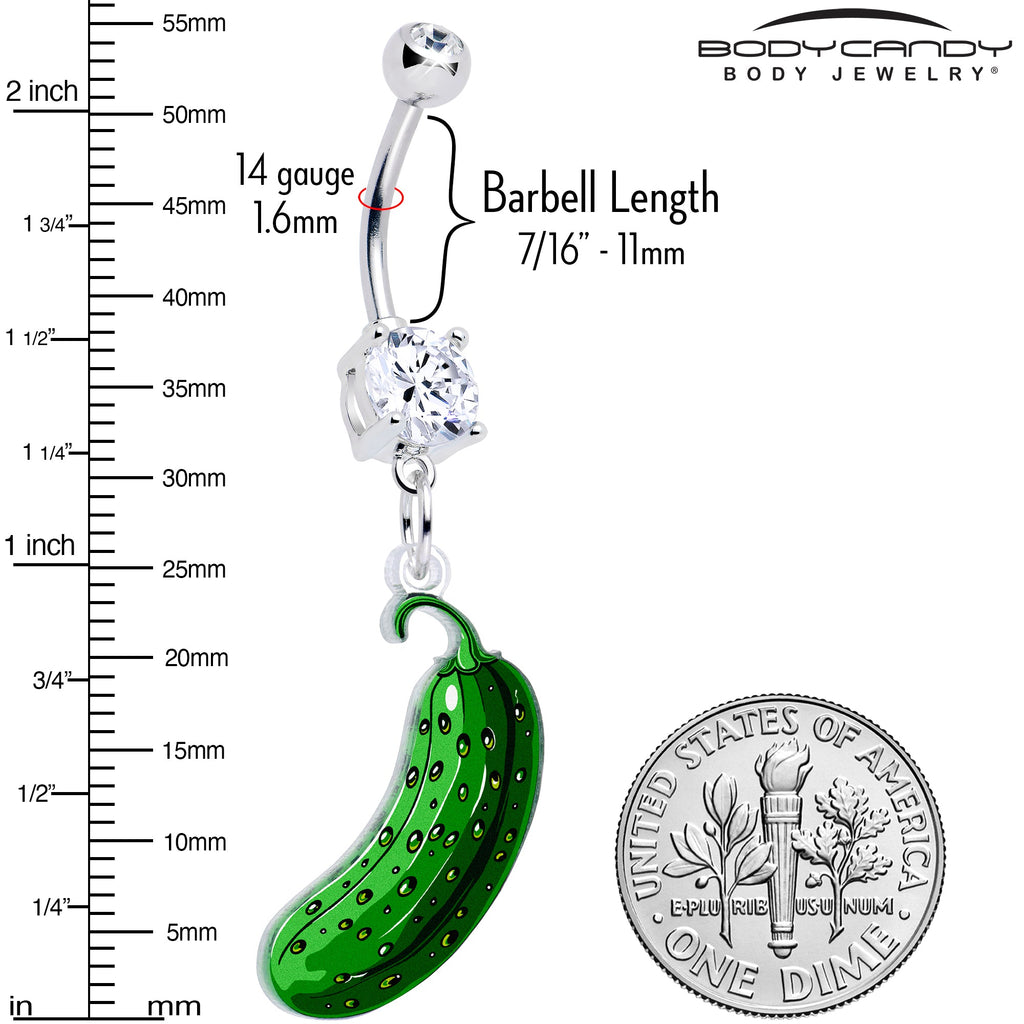 BodyCandy Acrylicious  Funky Green Pickle Dangle Belly Ring by Onyx O — lifestyle context